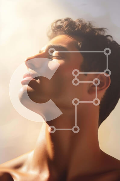 Intra Συλλεκτικό Ξύλινο Παζλ Plywood  4mm - Άνδρας χωρίς πουκάμισο που κοιτάζει ψηλά στον ήλιο Σε Ξύλινο Κουτί - Διαστάσεις Puzzle: 10x10 cm – 25 κομμάτια