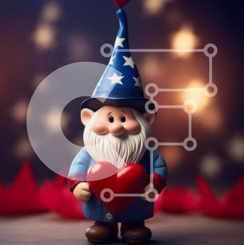 Intra Συλλεκτικό Ξύλινο Παζλ Plywood  4mm - Γιορτή παιχνιδιών Gnome με στολή αμερικανικής σημαίας Σε Ξύλινο Κουτί - Διαστάσεις: 10x10 cm – 25 κομμάτια - Image 1