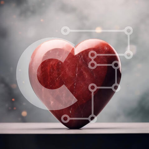 Intra Συλλεκτικό Ξύλινο Παζλ Plywood  4mm - Κόκκινη καρδιά γλυπτό σε αφηρημένο συννεφιασμένο φόντο Σε Ξύλινο Κουτί - Διαστάσεις Puzzle: 10x10 cm – 25 κομμάτια - Image 1