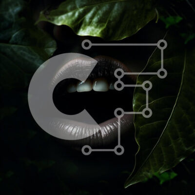 Intra Συλλεκτικό Ξύλινο Παζλ Plywood  4mm - Γυναικείο στόμα καλυμμένο με πράσινα φύλλα Σε Ξύλινο Κουτί - Διαστάσεις: 10x10 cm – 25 κομμάτια - Image 1