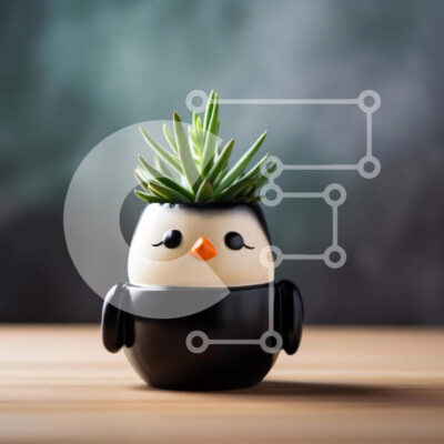 Intra Συλλεκτικό Ξύλινο Παζλ Plywood  4mm - Μοναδική ζαρντινιέρα σε σχήμα πιγκουίνου με πράσινο Σε Ξύλινο Κουτί - Διαστάσεις: 10x10 cm – 25 κομμάτια - Image 1