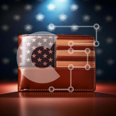 Intra Συλλεκτικό Ξύλινο Παζλ Plywood  4mm - Καφέ πορτοφόλι με μοτίβο αμερικανικής σημαίας Σε Ξύλινο Κουτί - Διαστάσεις: 10x10 cm – 25 κομμάτια - Image 1