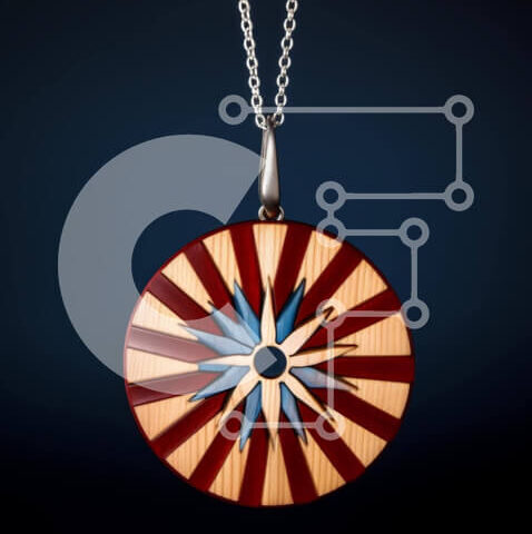 Intra Συλλεκτικό Ξύλινο Παζλ Plywood  4mm - Κυκλικό Ξύλινο μενταγιόν με κόκκινες, μπλε και λευκές ρίγες Σε Ξύλινο Κουτί - Διαστάσεις Puzzle: 10x10 cm – 25 κομμάτια - Image 1