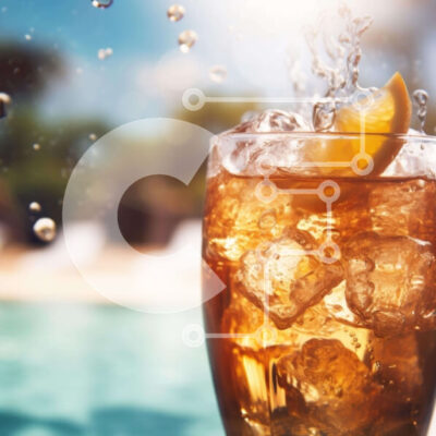 Intra Συλλεκτικό Ξύλινο Παζλ Plywood 4mm - Ποτήρι παγωμένο τσάι με φέτα πορτοκαλιού δίπλα στην πισίνα Σε Ξύλινο Κουτί - Διαστάσεις Puzzle: 10x10 cm – 25 κομμάτια - Image 1