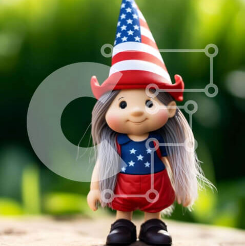 Intra Συλλεκτικό Ξύλινο Παζλ Plywood  4mm - Κορίτσι παιχνιδιών με ενδυμασία αμερικανικής σημαίας Σε Ξύλινο Κουτί - Διαστάσεις Puzzle: 10x10 cm – 25 κομμάτια - Image 1