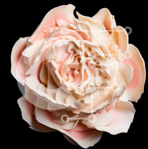 Intra Συλλεκτικό Ξύλινο Παζλ Plywood 4mm - Ροζ και λευκό φοντάν λουλούδι σε μαύρο φόντο Σε Ξύλινο Κουτί - Διαστάσεις: 10x10 cm – 25 κομμάτια - Image 1