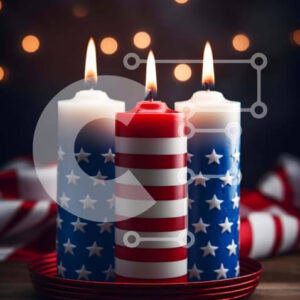 Intra Συλλεκτικό Ξύλινο Παζλ Plywood  4mm - Πατριωτικά κεριά για τον εορτασμό της 4ης Ιουλίου Σε Ξύλινο Κουτί - Διαστάσεις: 10x10 cm – 25 κομμάτια