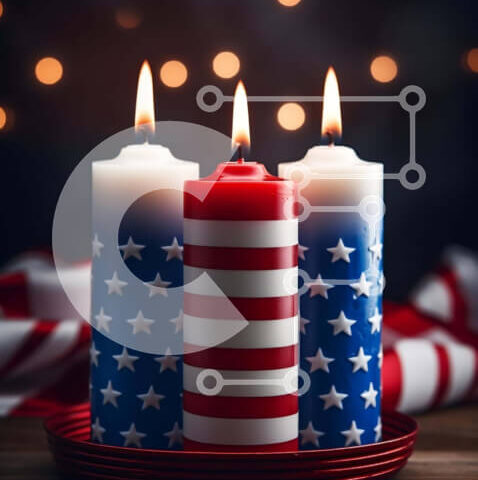 Intra Συλλεκτικό Ξύλινο Παζλ Plywood  4mm - Πατριωτικά κεριά για τον εορτασμό της 4ης Ιουλίου Σε Ξύλινο Κουτί - Διαστάσεις: 10x10 cm – 25 κομμάτια - Image 1