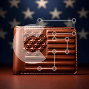 Intra Συλλεκτικό Ξύλινο Παζλ Plywood  4mm - Καφέ πορτοφόλι με σχέδιο αμερικανικής σημαίας Σε Ξύλινο Κουτί - Διαστάσεις: 10x10 cm – 25 κομμάτια