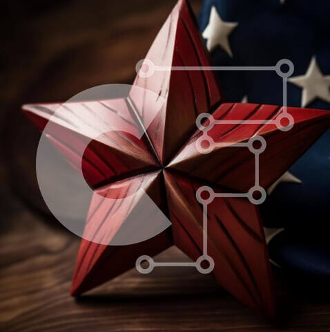 Intra Συλλεκτικό Ξύλινο Παζλ Plywood 4mm - Ξύλινο αστέρι στην αμερικανική σημαία Σε Ξύλινο Κουτί - Διαστάσεις Puzzle: 10x10 cm – 25 κομμάτια - Image 1