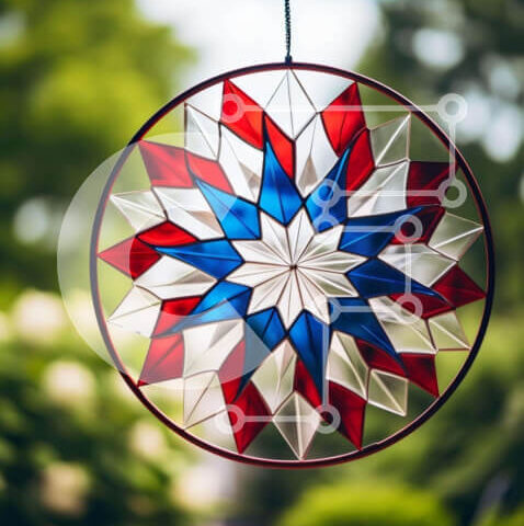 Intra Συλλεκτικό Ξύλινο Παζλ Plywood 4mm - Παράθυρο από βιτρό σε σχήμα αστεριού στη φύση Σε Ξύλινο Κουτί - Διαστάσεις: 10x10 cm – 25 κομμάτια - Image 1