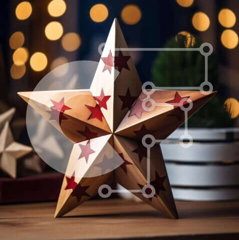 Intra Συλλεκτικό Ξύλινο Παζλ Plywood 4mm - Ξύλινο Αστέρι Διακόσμηση σε γιορτινό σκηνικό Σε Ξύλινο Κουτί - Διαστάσεις Puzzle: 10x10 cm – 25 κομμάτια - Image 1