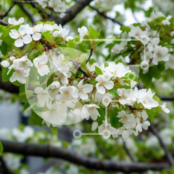 Intra Συλλεκτικό Ξύλινο Παζλ Plywood  4mm - Κλαδί δέντρου με ανθισμένα λευκά λουλούδια την άνοιξη Σε Ξύλινο Κουτί - Διαστάσεις: 10x10 cm – 25 κομμάτια