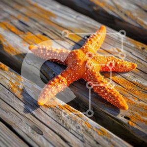 Intra Συλλεκτικό Ξύλινο Παζλ Plywood  4mm - Πορτοκαλί αστερίας σε ξύλινο τραπέζι Σε Ξύλινο Κουτί - Διαστάσεις: 10x10 cm – 25 κομμάτια