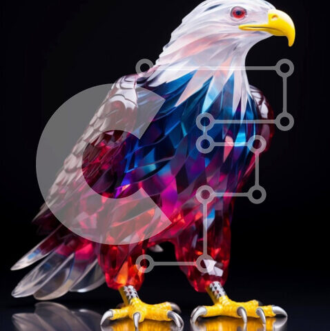 Intra Συλλεκτικό Ξύλινο Παζλ Plywood  4mm - Πολύχρωμο Γυάλινο Γλυπτό Αετού Σε Ξύλινο Κουτί - Διαστάσεις Puzzle: 10x10 cm – 25 κομμάτια - Image 1