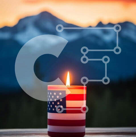 Intra Συλλεκτικό Ξύλινο Παζλ Plywood 4mm - Πατριωτικό κερί με τη σημαία των Ηνωμένων Πολιτειών και το ηλιοβασίλεμα Σε Ξύλινο Κουτί - Διαστάσεις Puzzle: 10x10 cm – 25 κομμάτια - Image 1