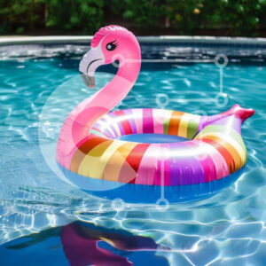 Intra Συλλεκτικό Ξύλινο Παζλ Plywood  4mm - Ροζ Φλαμίνγκο στην πισίνα Σε Ξύλινο Κουτί - Διαστάσεις: 10x10 cm – 25 κομμάτια