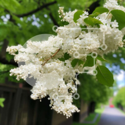 Intra Συλλεκτικό Ξύλινο Παζλ Plywood 4mm - Λευκό λιλά κλαδί δέντρου με λευκά λουλούδια Σε Ξύλινο Κουτί - Διαστάσεις: 10x10 cm – 25 κομμάτια - Image 1