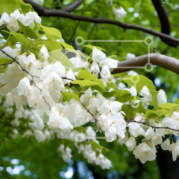 Intra Συλλεκτικό Ξύλινο Παζλ Plywood  4mm - Κλαδί δέντρου με λευκά λουλούδια και ομπρέλα Σε Ξύλινο Κουτί - Διαστάσεις: 10x10 cm – 25 κομμάτια