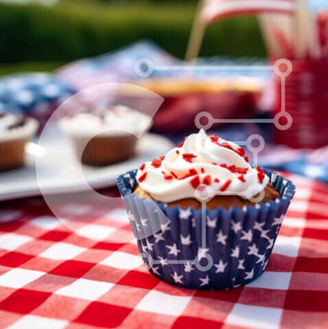 Intra Συλλεκτικό Ξύλινο Παζλ Plywood 4mm - Πατριωτική σκηνή πικνίκ 4ης Ιουλίου Σε Ξύλινο Κουτί - Διαστάσεις: 10x10 cm – 25 κομμάτια - Image 1