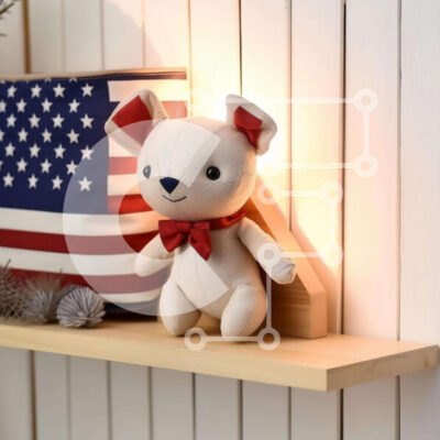 Intra Συλλεκτικό Ξύλινο Παζλ Plywood  4mm - Πατριωτικό γεμισμένο παιχνίδι και αμερικανική σημαία σε ξύλινο ράφι Σε Ξύλινο Κουτί - Διαστάσεις: 10x10 cm – 25 κομμάτια - Image 1