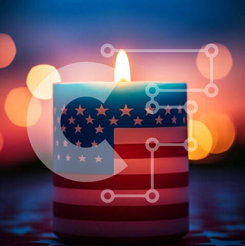 Intra Συλλεκτικό Ξύλινο Παζλ Plywood 4mm - Πατριωτικό κερί με σχέδιο αμερικανικής σημαίας Σε Ξύλινο Κουτί - Διαστάσεις: 10x10 cm – 25 κομμάτια - Image 1