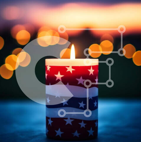 Intra Συλλεκτικό Ξύλινο Παζλ Plywood 4mm - Πατριωτικό κερί με σχέδιο αμερικανικής σημαίας Σε Ξύλινο Κουτί - Διαστάσεις: 10x10 cm – 25 κομμάτια - Image 1