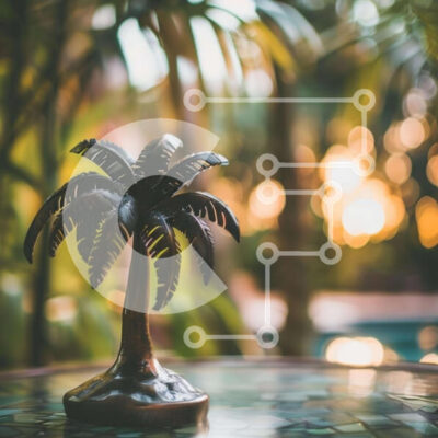 Intra Συλλεκτικό Ξύλινο Παζλ Plywood  4mm - Τροπική σκηνή με φοίνικα και πισίνα Σε Ξύλινο Κουτί - Διαστάσεις: 10x10 cm – 25 κομμάτια - Image 1