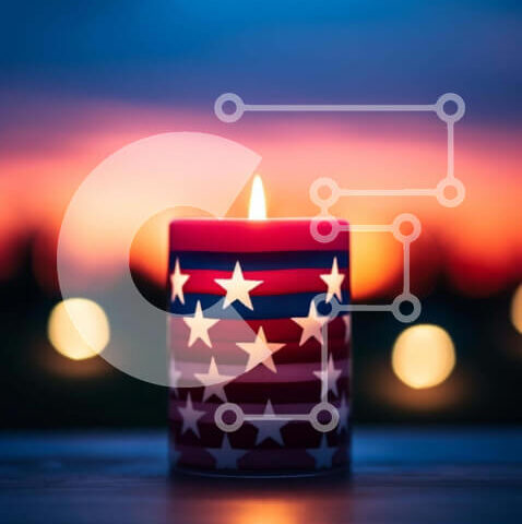 Intra Συλλεκτικό Ξύλινο Παζλ Plywood  4mm - Πατριωτικό κερί με σχέδιο αμερικανικής σημαίας Σε Ξύλινο Κουτί - Διαστάσεις: 10x10 cm – 25 κομμάτια - Image 1