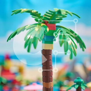 Intra Συλλεκτικό Ξύλινο Παζλ Plywood  4mm - Μινιατούρα φοίνικας Lego στην παραλία Σε Ξύλινο Κουτί - Διαστάσεις: 10x10 cm – 25 κομμάτια