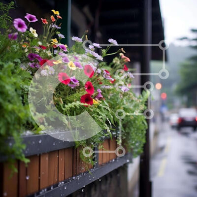 Intra Συλλεκτικό Ξύλινο Παζλ Plywood  4mm - Πολύχρωμα λουλούδια στη βροχή στην άκρη του δρόμου Σε Ξύλινο Κουτί - Διαστάσεις: 10x10 cm – 25 κομμάτια - Image 1