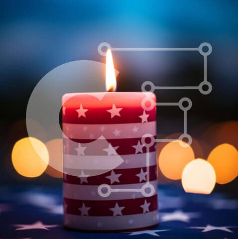 Intra Συλλεκτικό Ξύλινο Παζλ Plywood  4mm - Πατριωτικό κερί στην αμερικανική σημαία Σε Ξύλινο Κουτί - Διαστάσεις: 10x10 cm – 25 κομμάτια - Image 1