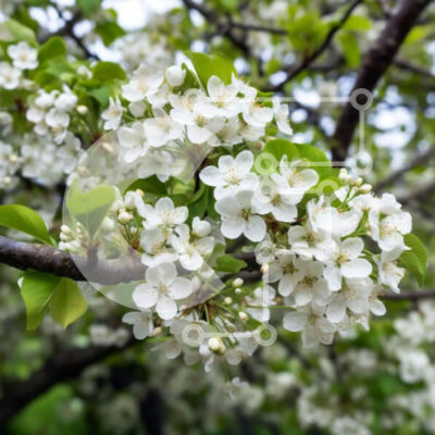 Intra Συλλεκτικό Ξύλινο Παζλ Plywood  4mm - Ανθισμένο κλαδί δέντρου με λευκά λουλούδια την άνοιξη Σε Ξύλινο Κουτί - Διαστάσεις: 10x10 cm – 25 κομμάτια - Image 1