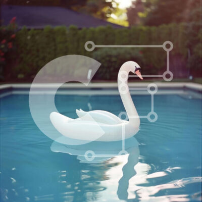 Intra Συλλεκτικό Ξύλινο Παζλ Plywood  4mm - Φουσκωτός Κύκνος σε πισίνα Σε Ξύλινο Κουτί - Διαστάσεις: 10x10 cm – 25 κομμάτια - Image 1