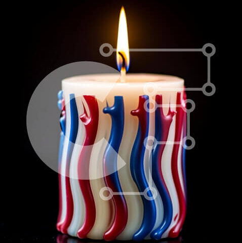 Intra Συλλεκτικό Ξύλινο Παζλ Plywood  4mm - Γιορτινό κερί με κόκκινες, λευκές και μπλε ρίγες Σε Ξύλινο Κουτί - Διαστάσεις: 10x10 cm – 25 κομμάτια - Image 1