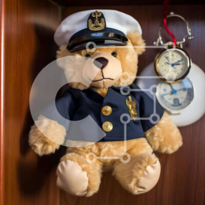 Intra Συλλεκτικό Ξύλινο Παζλ Plywood 4mm - Αρκουδάκι με στολή αξιωματικού στο ράφι Σε Ξύλινο Κουτί - Διαστάσεις: 10x10 cm – 25 κομμάτια - Image 1