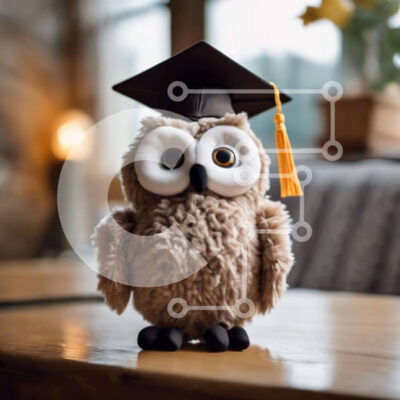 Intra Συλλεκτικό Ξύλινο Παζλ Plywood  4mm - Σοφή κουκουβάγια με καπάκι αποφοίτησης Σε Ξύλινο Κουτί - Διαστάσεις Puzzle: 10x10 cm – 25 κομμάτια - Image 1