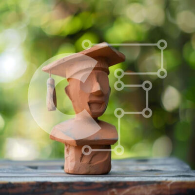 Intra Συλλεκτικό Ξύλινο Παζλ Plywood  4mm - Πήλινο ειδώλιο αποφοίτησης σε ξύλινο τραπέζι Σε Ξύλινο Κουτί - Διαστάσεις Puzzle: 10x10 cm – 25 κομμάτια - Image 1