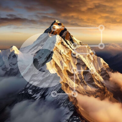 Intra Συλλεκτικό Ξύλινο Παζλ Plywood  4mm - Εναέρια άποψη του χιονισμένου βουνού στο ηλιοβασίλεμα Σε Ξύλινο Κουτί - Διαστάσεις: 10x10 cm – 25 κομμάτια - Image 1