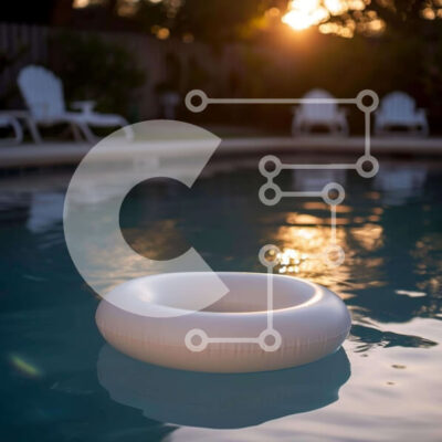 Intra Συλλεκτικό Ξύλινο Παζλ Plywood 4mm - Πισίνα με φουσκωτό δαχτυλίδι και καρέκλες Σε Ξύλινο Κουτί - Διαστάσεις Puzzle: 10x10 cm – 25 κομμάτια - Image 1