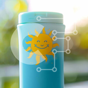 Intra Συλλεκτικό Ξύλινο Παζλ Plywood  4mm - Μπλε Thermos Cup με Sun Design και Smiley Face Σε Ξύλινο Κουτί - Διαστάσεις Puzzle: 10x10 cm – 25 κομμάτια - Image 1