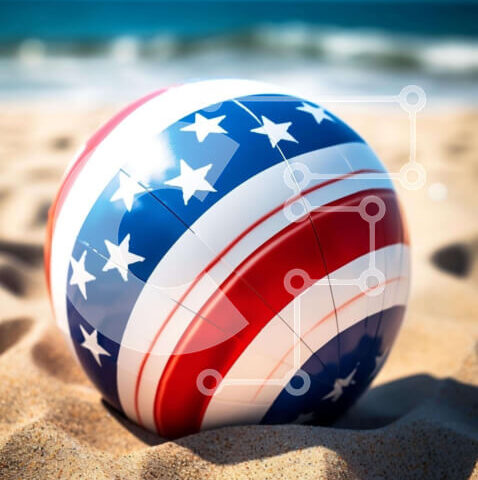 Intra Συλλεκτικό Ξύλινο Παζλ Plywood  4mm - Πατριωτική μπάλα παραλίας στην αμμώδη ακτή Σε Ξύλινο Κουτί - Διαστάσεις Puzzle: 10x10 cm – 25 κομμάτια - Image 1