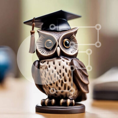 Intra Συλλεκτικό Ξύλινο Παζλ Plywood  4mm - Ειδώλιο κουκουβάγιας με καπάκι αποφοίτησης Σε Ξύλινο Κουτί - Διαστάσεις: 10x10 cm – 25 κομμάτια - Image 1