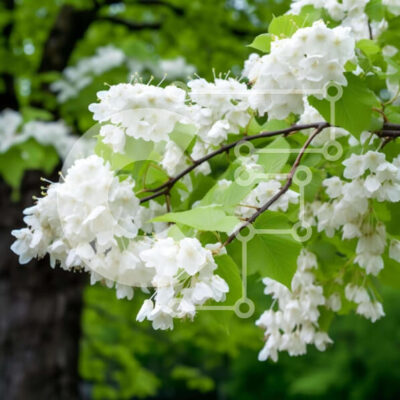 Intra Συλλεκτικό Ξύλινο Παζλ Plywood  4mm - Ήρεμο κλαδί δέντρου με λευκά λουλούδια και σκαρφαλωμένο πουλί Σε Ξύλινο Κουτί - Διαστάσεις: 10x10 cm – 25 κομμάτια - Image 1