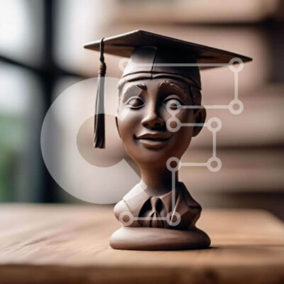 Intra Συλλεκτικό Ξύλινο Παζλ Plywood  4mm - Γλυπτό προτομής νεαρού άνδρα με ενδυμασία αποφοίτησης Σε Ξύλινο Κουτί - Διαστάσεις Puzzle: 10x10 cm – 25 κομμάτια - Image 1