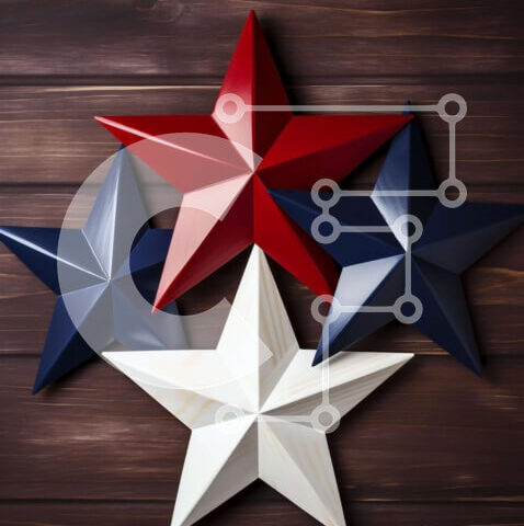 Intra Συλλεκτικό Ξύλινο Παζλ Plywood  4mm - Πατριωτικά αστεράκια Σε Ξύλινο Κουτί - Διαστάσεις Puzzle: 10x10 cm – 25 κομμάτια - Image 1