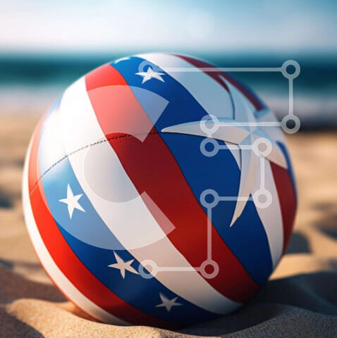 Intra Συλλεκτικό Ξύλινο Παζλ Plywood 4mm - Πατριωτική μπάλα παραλίας στην αμμώδη παραλία Σε Ξύλινο Κουτί - Διαστάσεις Puzzle: 10x10 cm – 25 κομμάτια - Image 1