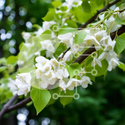 Intra Συλλεκτικό Ξύλινο Παζλ Plywood 4mm - Λευκό ανθισμένο κλαδί δέντρου με πράσινα φύλλα και λευκά λουλούδια Σε Ξύλινο Κουτί - Διαστάσεις: 10x10 cm – 25 κομμάτια - Image 1