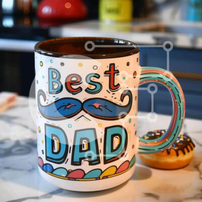 Intra Συλλεκτικό Ξύλινο Παζλ Plywood  4mm - Καλύτερη κούπα καφέ και ντόνατ Dad Σε Ξύλινο Κουτί - Διαστάσεις Puzzle: 10x10 cm – 25 κομμάτια - Image 1