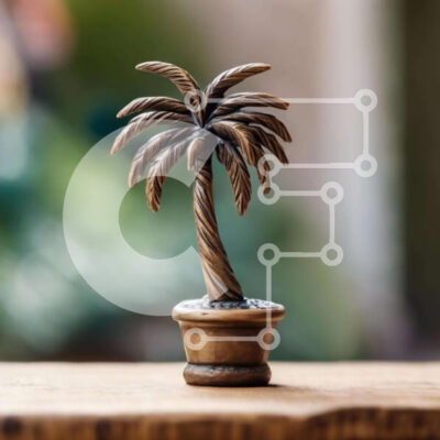 Intra Συλλεκτικό Ξύλινο Παζλ Plywood 4mm - Μικρό ειδώλιο φοίνικα σε παλαιωμένο ξύλινο τραπέζι Σε Ξύλινο Κουτί - Διαστάσεις: 10x10 cm – 25 κομμάτια - Image 1